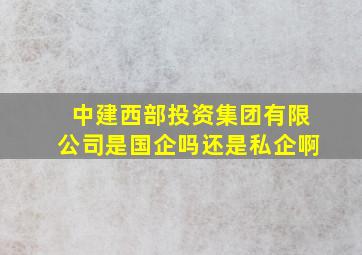 中建西部投资集团有限公司是国企吗还是私企啊