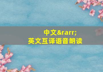 中文→英文互译语音朗读