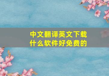 中文翻译英文下载什么软件好免费的