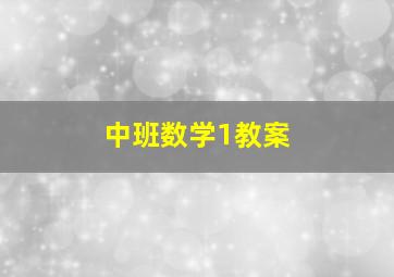 中班数学1教案