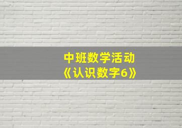 中班数学活动《认识数字6》