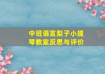 中班语言梨子小提琴教案反思与评价