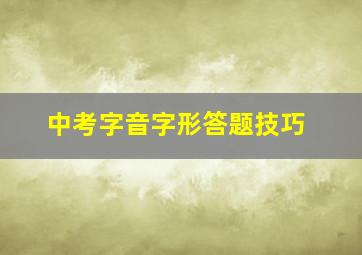 中考字音字形答题技巧