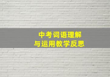 中考词语理解与运用教学反思