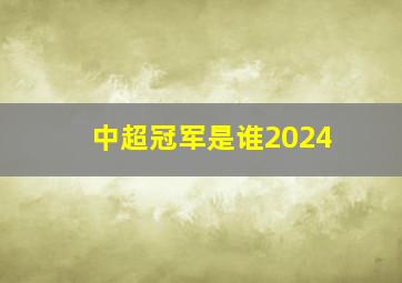 中超冠军是谁2024