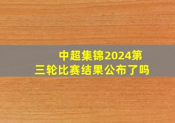 中超集锦2024第三轮比赛结果公布了吗