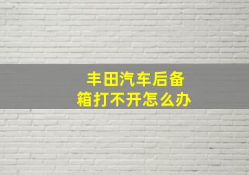 丰田汽车后备箱打不开怎么办