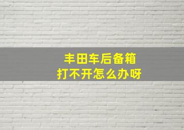 丰田车后备箱打不开怎么办呀