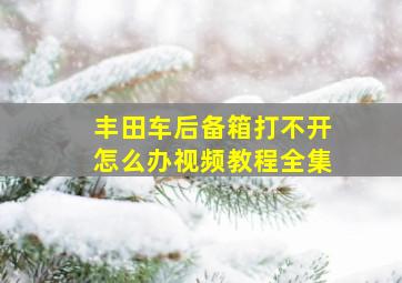 丰田车后备箱打不开怎么办视频教程全集