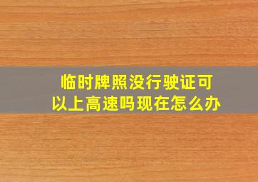 临时牌照没行驶证可以上高速吗现在怎么办