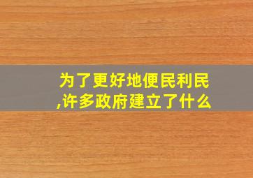 为了更好地便民利民,许多政府建立了什么