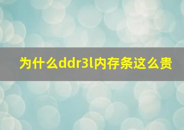 为什么ddr3l内存条这么贵