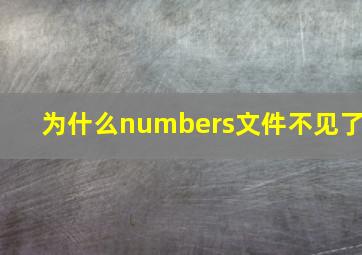 为什么numbers文件不见了