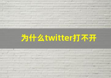 为什么twitter打不开