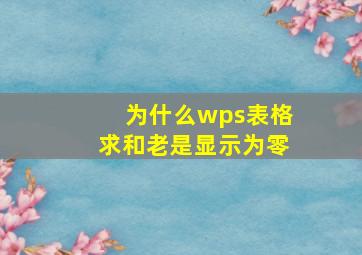 为什么wps表格求和老是显示为零