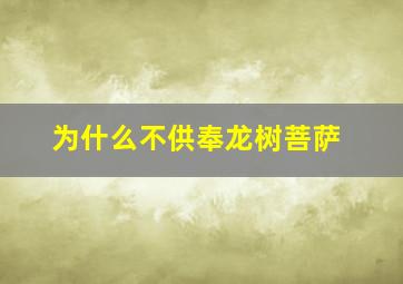 为什么不供奉龙树菩萨