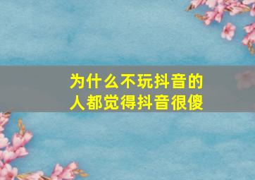 为什么不玩抖音的人都觉得抖音很傻