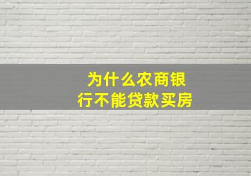 为什么农商银行不能贷款买房