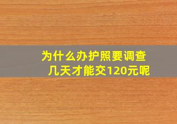 为什么办护照要调查几天才能交120元呢