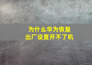 为什么华为恢复出厂设置开不了机