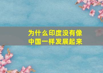 为什么印度没有像中国一样发展起来