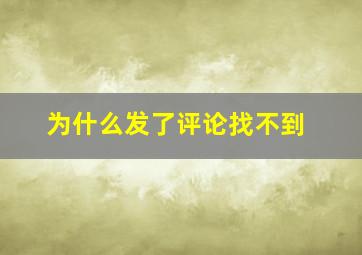 为什么发了评论找不到