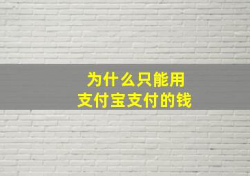 为什么只能用支付宝支付的钱