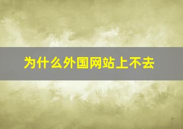 为什么外国网站上不去