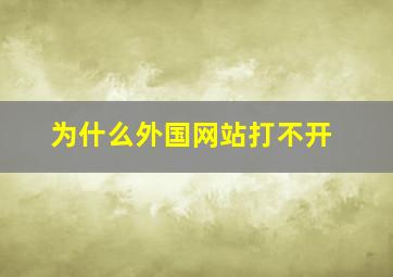 为什么外国网站打不开