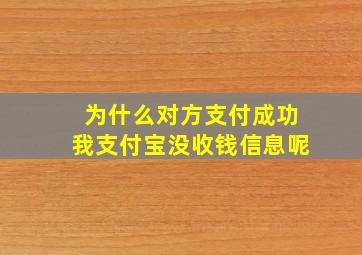 为什么对方支付成功我支付宝没收钱信息呢