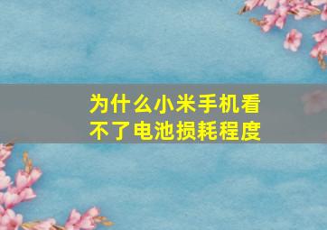 为什么小米手机看不了电池损耗程度