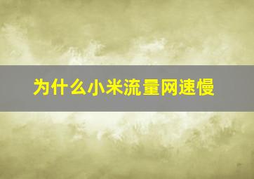 为什么小米流量网速慢