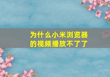 为什么小米浏览器的视频播放不了了