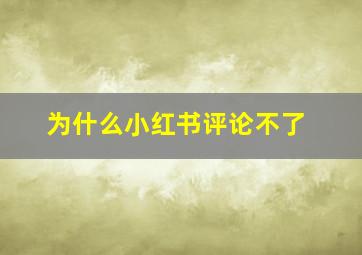 为什么小红书评论不了