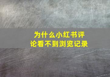 为什么小红书评论看不到浏览记录