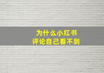 为什么小红书评论自己看不到