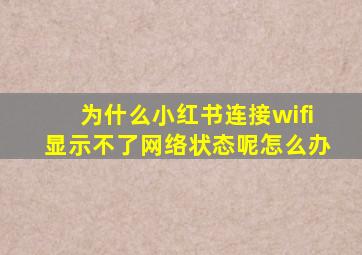 为什么小红书连接wifi显示不了网络状态呢怎么办