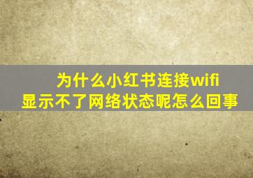 为什么小红书连接wifi显示不了网络状态呢怎么回事