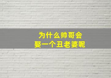 为什么帅哥会娶一个丑老婆呢