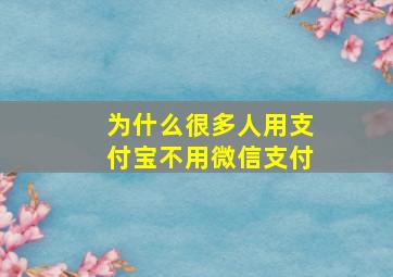 为什么很多人用支付宝不用微信支付