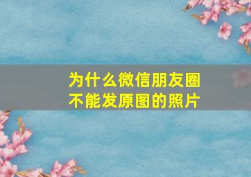 为什么微信朋友圈不能发原图的照片