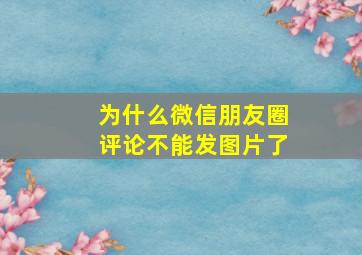 为什么微信朋友圈评论不能发图片了