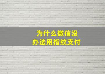 为什么微信没办法用指纹支付