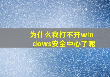 为什么我打不开windows安全中心了呢