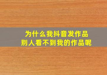 为什么我抖音发作品别人看不到我的作品呢