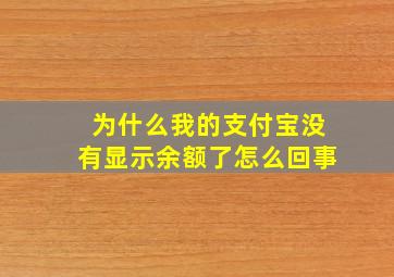 为什么我的支付宝没有显示余额了怎么回事