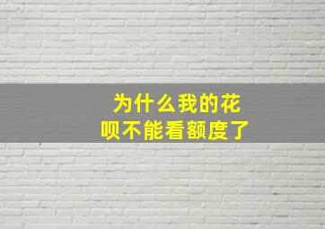 为什么我的花呗不能看额度了