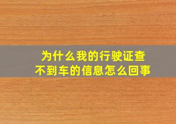 为什么我的行驶证查不到车的信息怎么回事