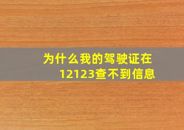 为什么我的驾驶证在12123查不到信息