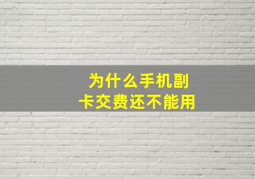 为什么手机副卡交费还不能用